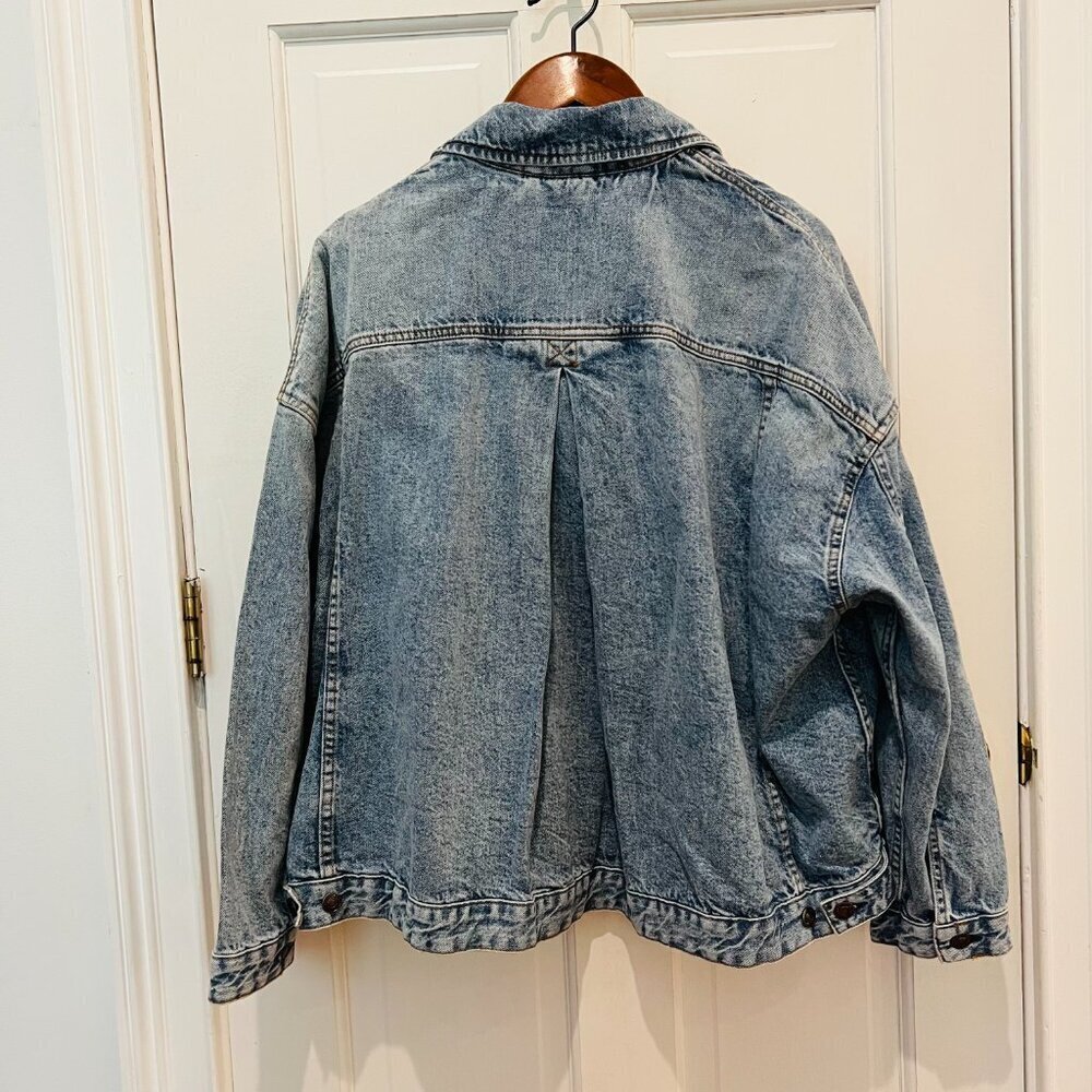 Free People Women's Denim Jacket Blue Cotton Blend Rumors Size L - We The Free - Picture 9 of 16